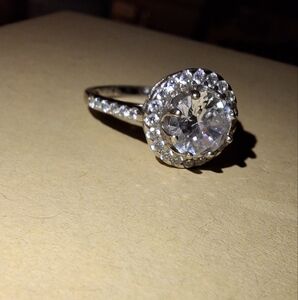 Sterling Halo Engagement Ring 925 Hidden Halo Sparkle High Profile Classic